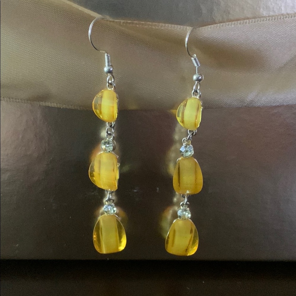 Elegant Yellow Dangle Earrings